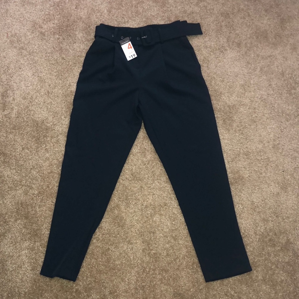 Navy High-Waisted Trousers *With Belt and Pockets*